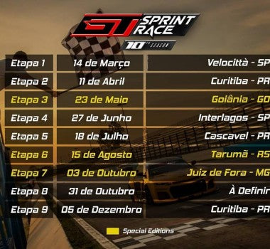 Calendário 2021 da Sprint Race!